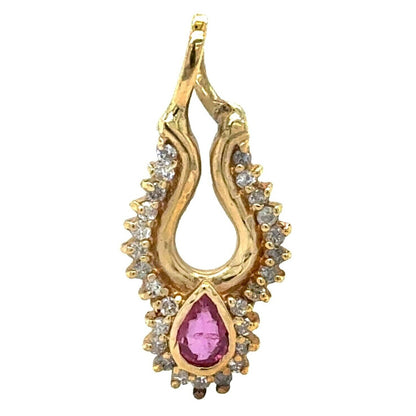 Ruby & Diamonds 14k Yellow Gold 3.8g Pendant