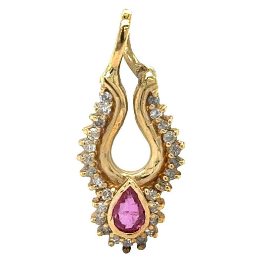 Ruby & Diamonds 14k Yellow Gold 3.8g Pendant