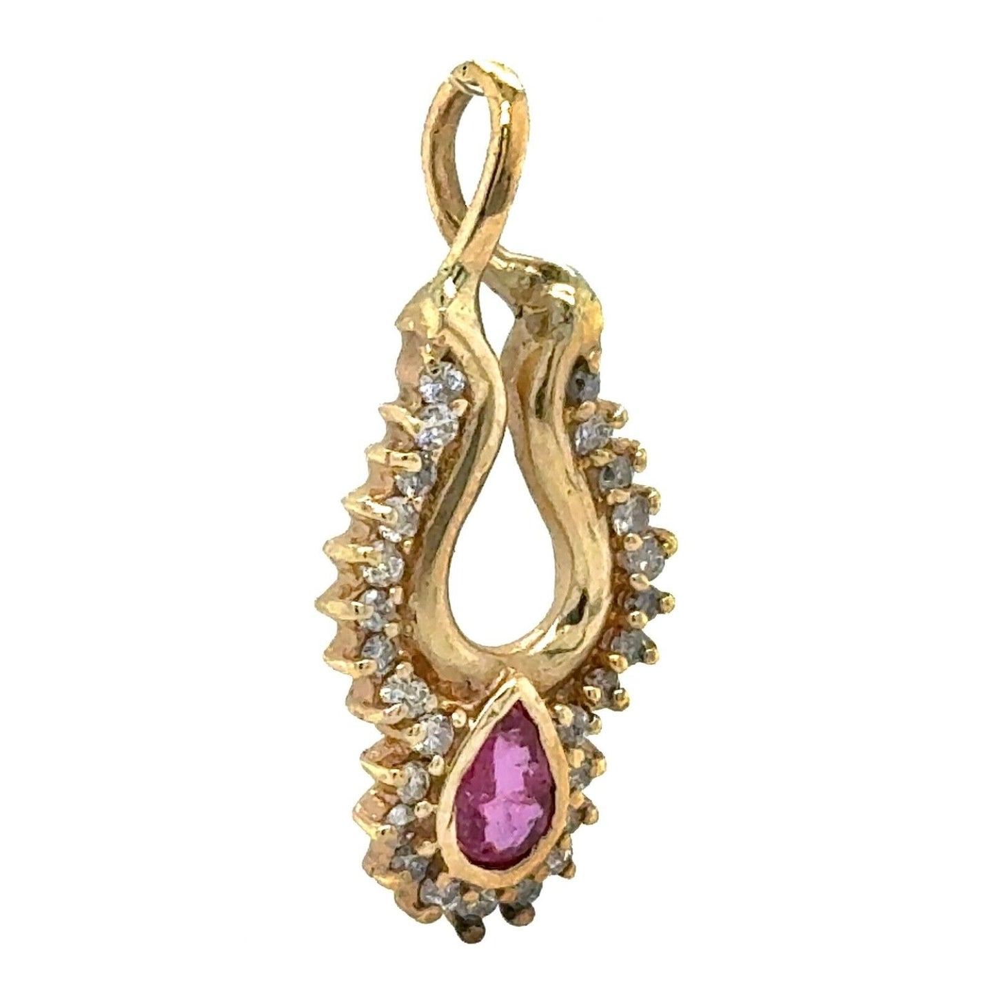 Ruby & Diamonds 14k Yellow Gold 3.8g Pendant