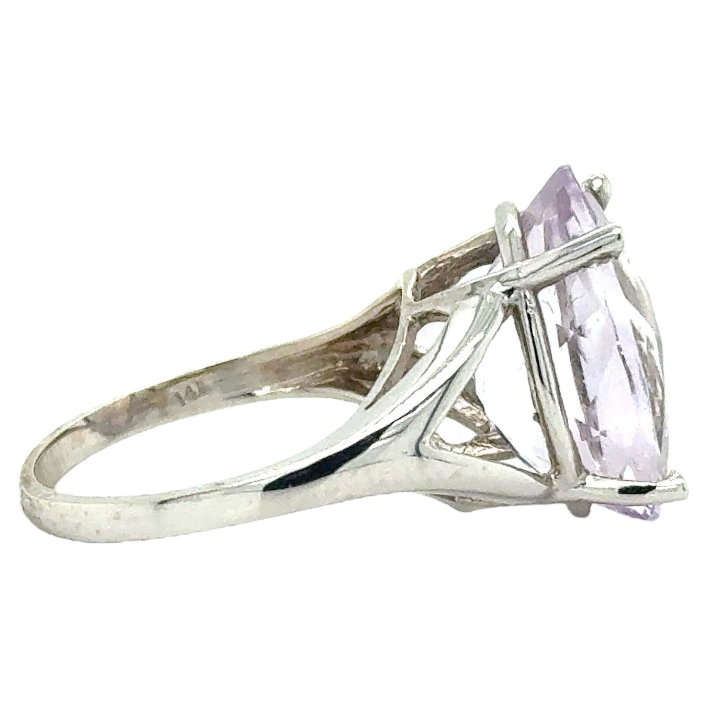 8.70ct Brazilian Rose Solitaire 14k White Gold Ring 4.9g Size 7.25