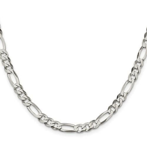 Sterling Silver 5.5mm Flat Figaro Chain Necklace 18in