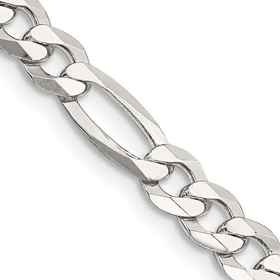 Sterling Silver 5.5mm Flat Figaro Chain Necklace 18in