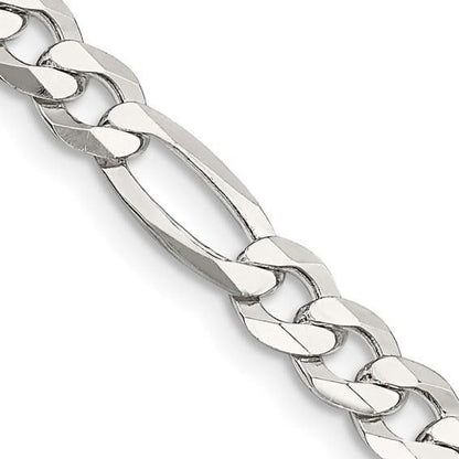 Sterling Silver 5.5mm Flat Figaro Chain Necklace 18in