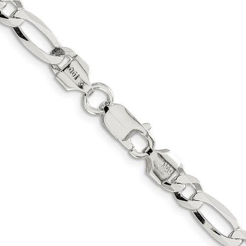 Sterling Silver 5.5mm Flat Figaro Chain Necklace 18in