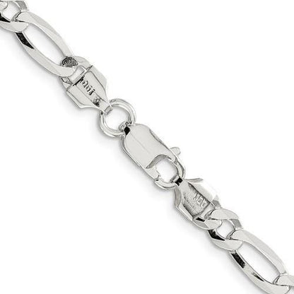 Sterling Silver 5.5mm Flat Figaro Chain Necklace 18in