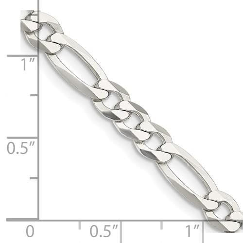 Sterling Silver 5.5mm Flat Figaro Chain Necklace 18in