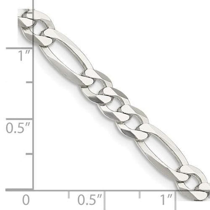 Sterling Silver 5.5mm Flat Figaro Chain Necklace 18in
