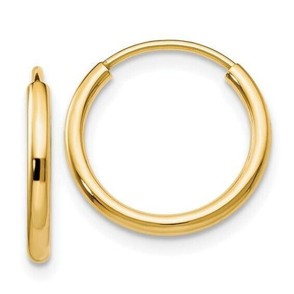 Leslies 10k Yellow Gold Polished Endless Hoop Earrings 1.5mm