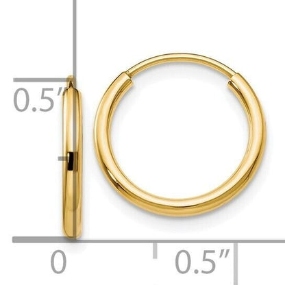 Leslies 10k Yellow Gold Polished Endless Hoop Earrings 1.5mm