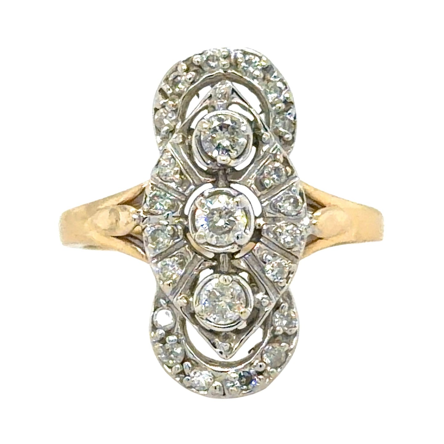 Vintage 1/3ctw Diamond 14k Yellow Gold Ring 4.2g Size 5.5
