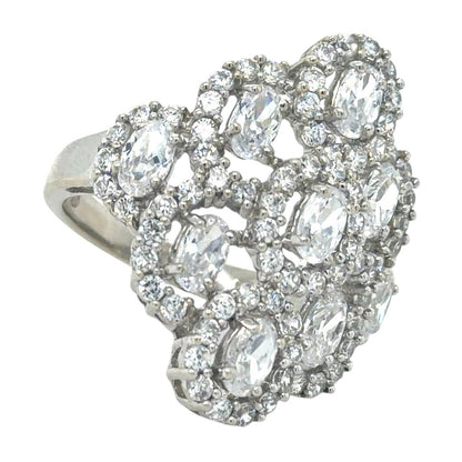 Cubic Zirconia Cocktail 10k White Gold Ring 6.8g Size 7