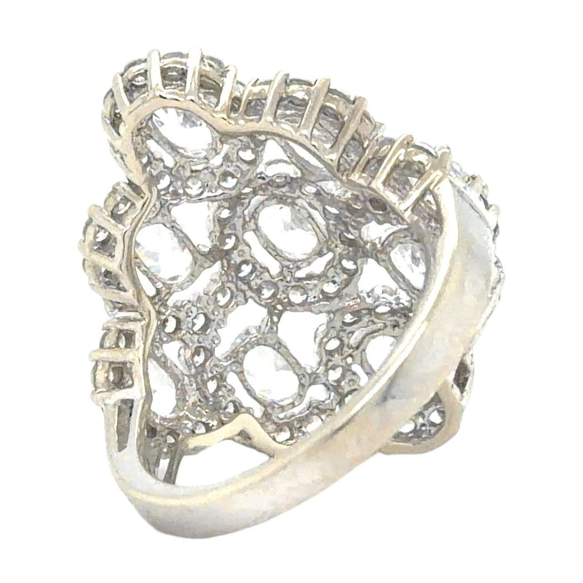 Cubic Zirconia Cocktail 10k White Gold Ring 6.8g Size 7