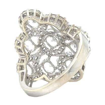 Cubic Zirconia Cocktail 10k White Gold Ring 6.8g Size 7