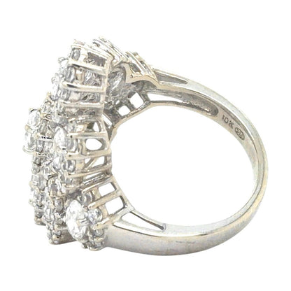 Cubic Zirconia Cocktail 10k White Gold Ring 6.8g Size 7