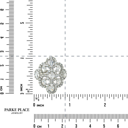 Cubic Zirconia Cocktail 10k White Gold Ring 6.8g Size 7