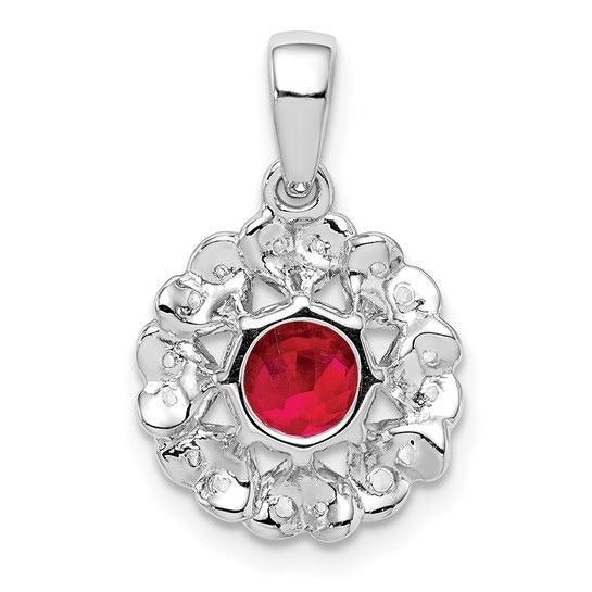Sterling Silver Ruby & White Topaz Pendant