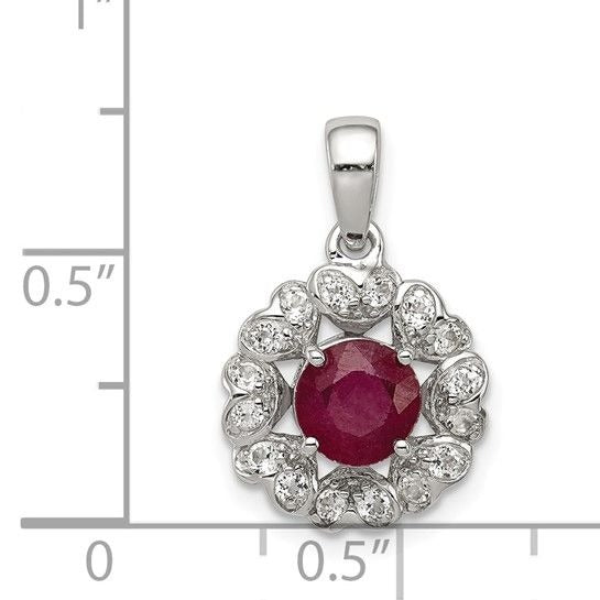 Sterling Silver Ruby & White Topaz Pendant