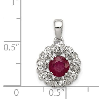 Sterling Silver Ruby & White Topaz Pendant