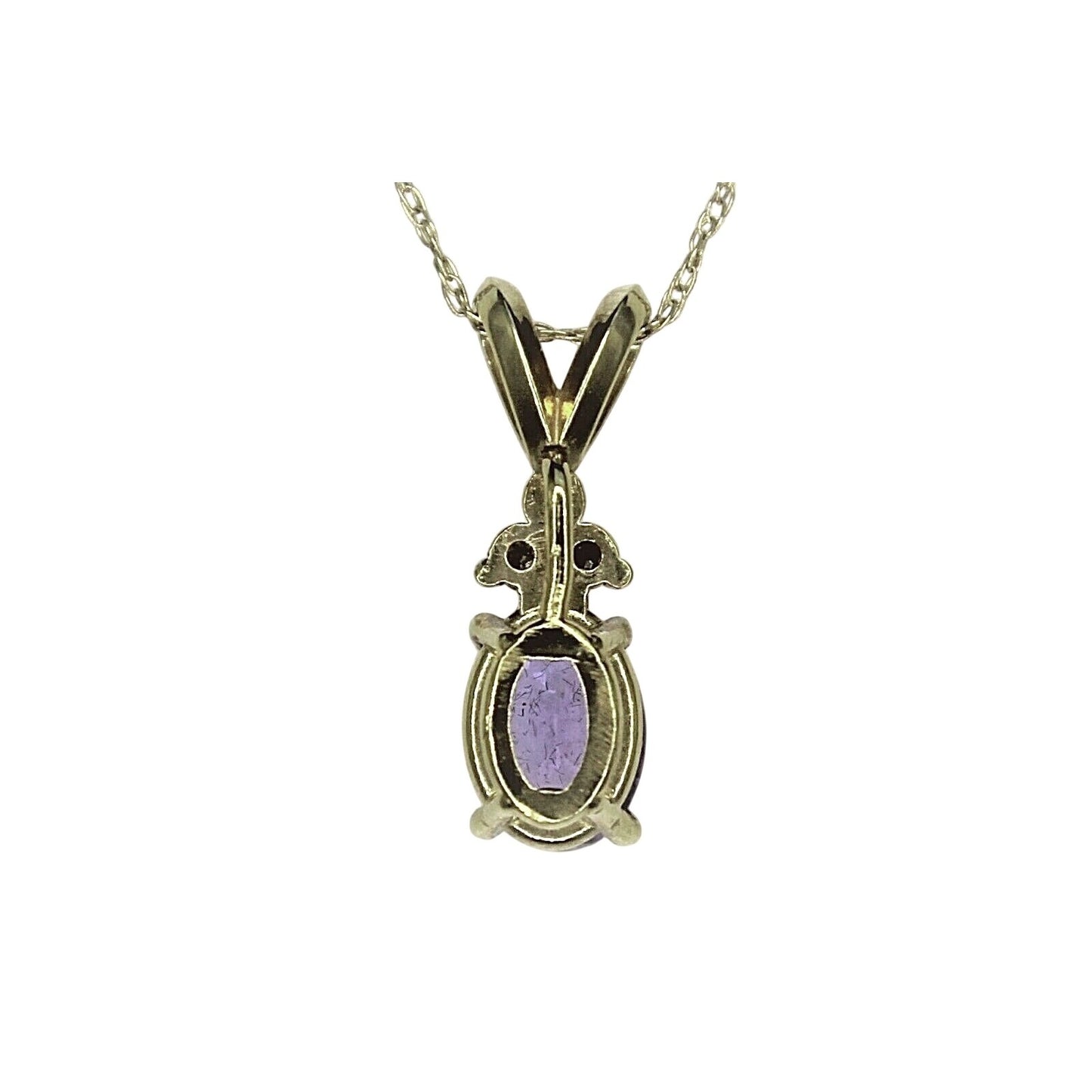 .75Ct Tanzanite & Diamond Pendant 18in Chain Solid 14k Yellow Gold 1.3g