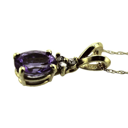 .75Ct Tanzanite & Diamond Pendant 18in Chain Solid 14k Yellow Gold 1.3g