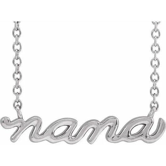 Sterling Silver Nana Script Necklace 18"