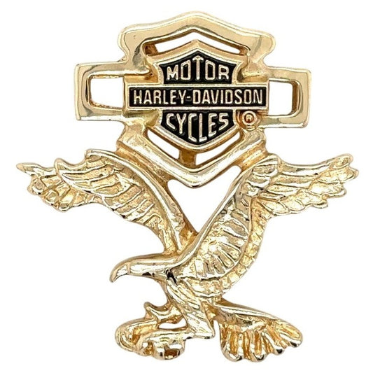 10k Yellow Gold Eagle Harley-Davidson Motor Cycles Pendant 3.2g