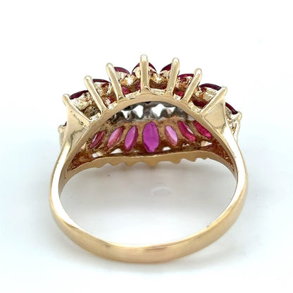 10K Yellow Gold Ruby & Diamond Ring 4.2g Size 7.25