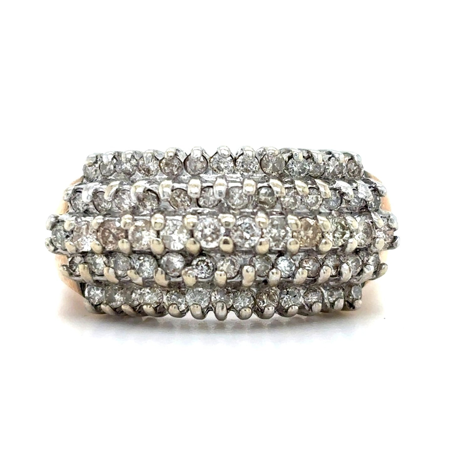 1 Ctw Diamond Cocktail Ring Solid 10k Yellow Gold Size 8.25  6.0g