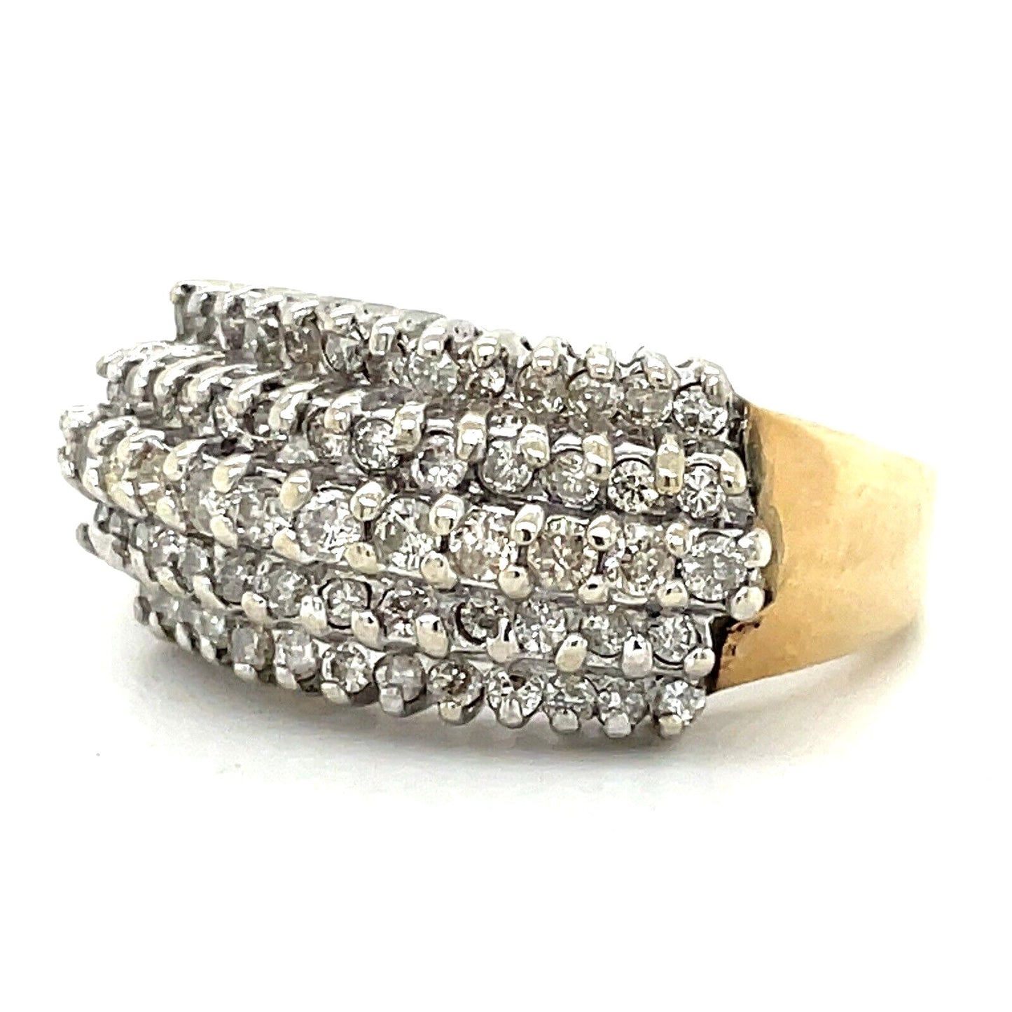 1 Ctw Diamond Cocktail Ring Solid 10k Yellow Gold Size 8.25  6.0g
