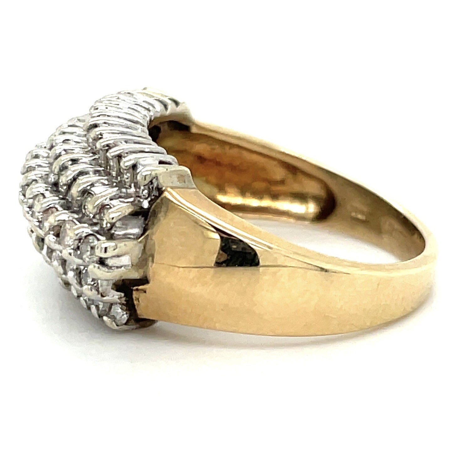 1 Ctw Diamond Cocktail Ring Solid 10k Yellow Gold Size 8.25  6.0g