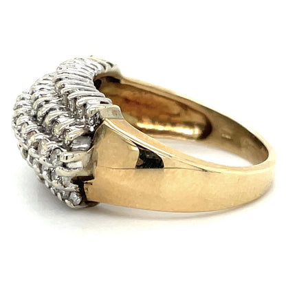 1 Ctw Diamond Cocktail Ring Solid 10k Yellow Gold Size 8.25  6.0g
