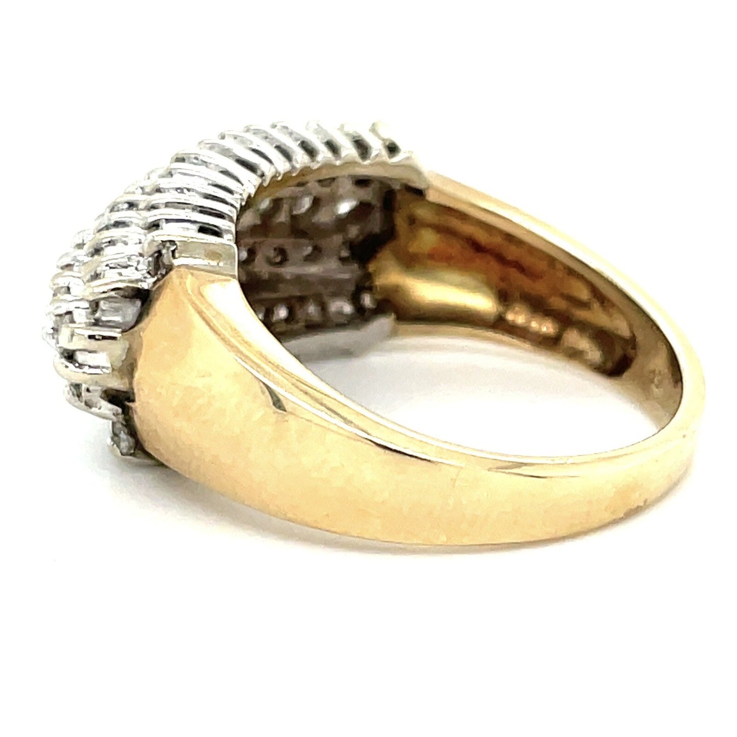 1 Ctw Diamond Cocktail Ring Solid 10k Yellow Gold Size 8.25  6.0g