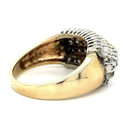 1 Ctw Diamond Cocktail Ring Solid 10k Yellow Gold Size 8.25  6.0g