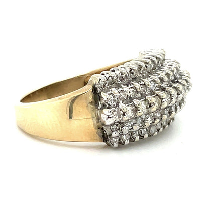 1 Ctw Diamond Cocktail Ring Solid 10k Yellow Gold Size 8.25  6.0g