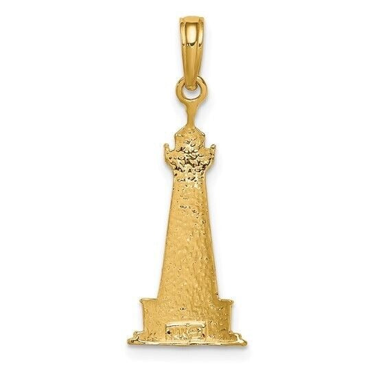 10K Yellow Gold Rhodium Plate Cape Hatteras Lighthouse Pendant
