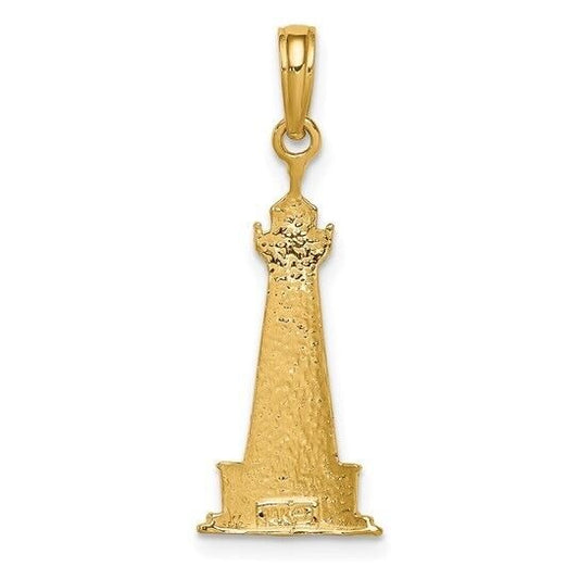 10K Yellow Gold Rhodium Plate Cape Hatteras Lighthouse Pendant
