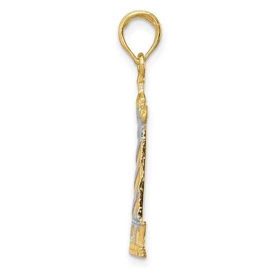 10K Yellow Gold Rhodium Plate Cape Hatteras Lighthouse Pendant