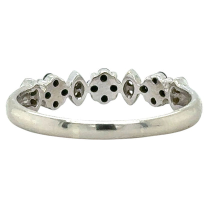 1/4ctw Black and White Diamond 14k White Gold Floral Ring 2.4g Size 9.5
