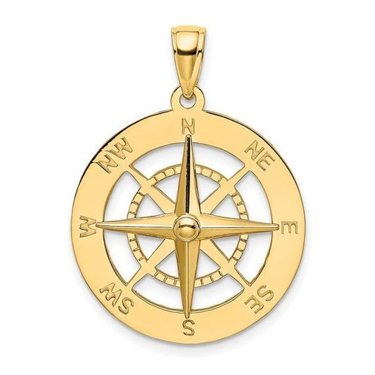 10K Yellow Gold Nautical Compass Pendant