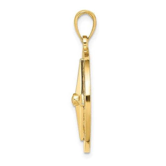 10K Yellow Gold Nautical Compass Pendant