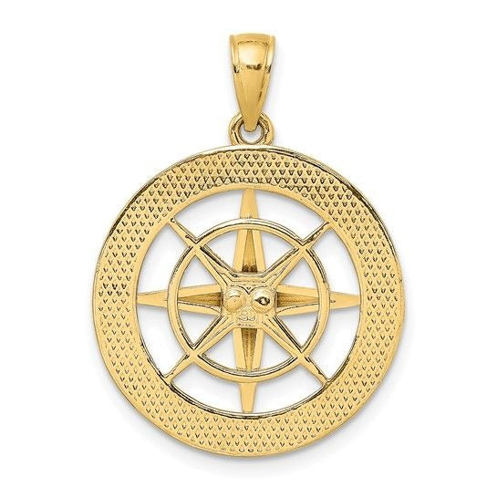 10K Yellow Gold Nautical Compass Pendant