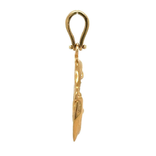 14k Yellow Gold Dolphin Circle Pendant 3.7g