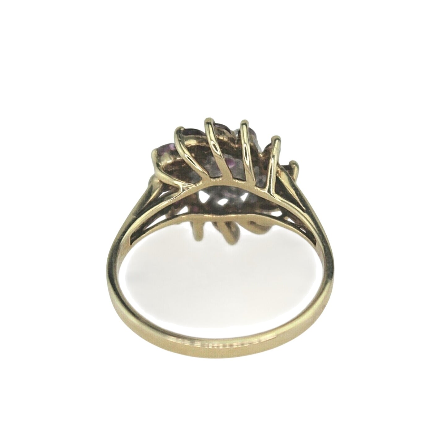 Ruby & Diamond Ring 10K Yellow Gold 2.7g Marquise & Round Design Size 6