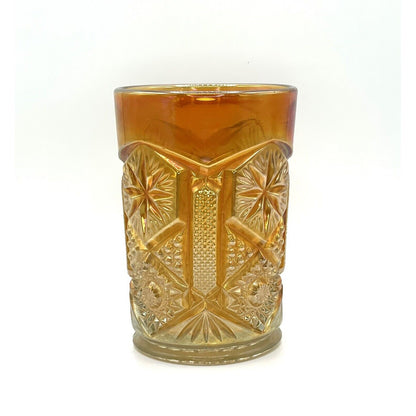 Vintage Carnival Glass Cup Iridescent Tumblr Water Marigold Orange