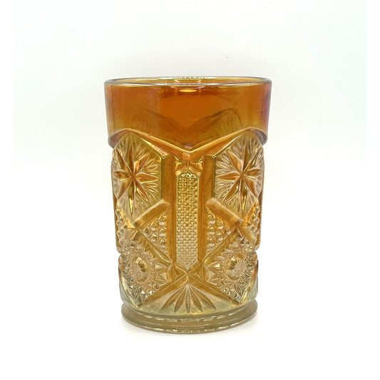 Vintage Carnival Glass Cup Iridescent Tumblr Water Marigold Orange