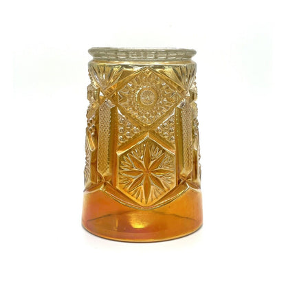 Vintage Carnival Glass Cup Iridescent Tumblr Water Marigold Orange