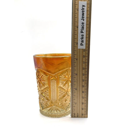 Vintage Carnival Glass Cup Iridescent Tumblr Water Marigold Orange