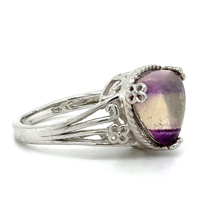 Clear and Purple Quartz Solitaire Sterling Silver Size 8 Ring 4.7g