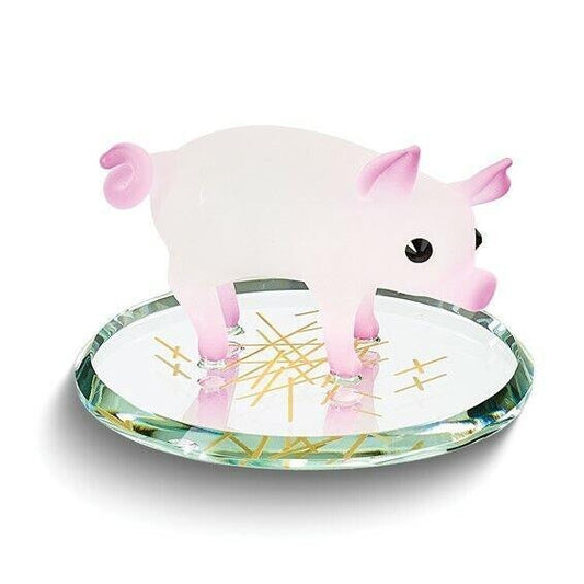 Glass Baron Barnyard Pig Handcrafted Glass Figurine