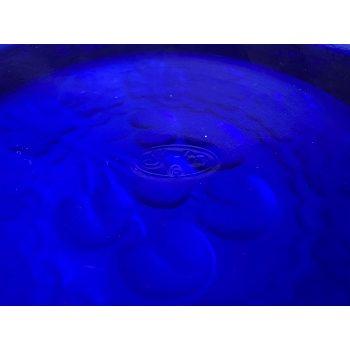 Fenton Glass Blue Iridescent Ruffled Edge Bowl Cherry Design 10"